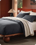 Bedsure Cotton Duvet Cover Full - 100% Cotton Waffle Weave Charcoal Duvet Cover Set, GentleSoft™ and Breathable Bedding Set for All Season, 3 Pieces, 80"x90"