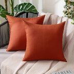 MIULEE Pack of 2 Decorative Outdoor Solid Waterproof Throw Pillow Covers Faux Linen Garden Farmhouse Cushion Cases for Summer Patio Tent Balcony Couch Sofa 12x12 Inch Burnt Orange