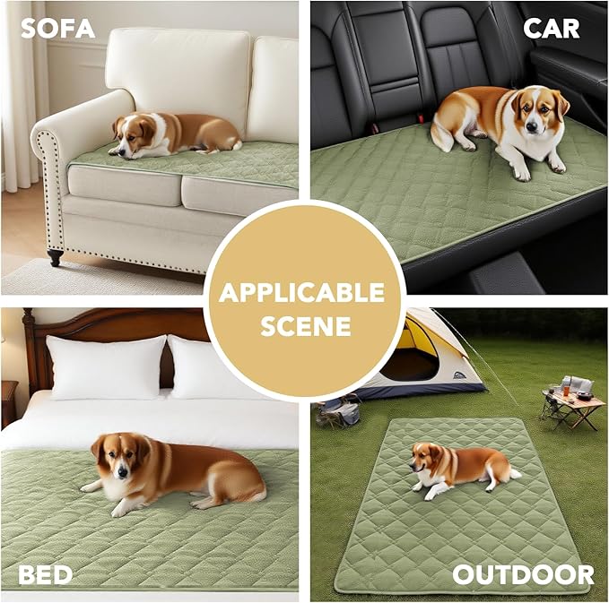 H.VERSAILTEX Couch Cover Chenille Pet Fuzzy Sofa Covers for 3 Cushion Couch Anti Slip Washable Sofa Slipcovers with Strap Soft Couch Protector Cover for Dogs Cats Kids(27.6" x 82", Tender Green)