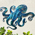 LiveInUrban Coastal Wall Art Octopus Metal Wall Sculptures, Ocean Beach Themed Metal Hanging Home Decoration 15.7"x11.1"