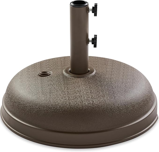 Best Choice Products Fillable Umbrella Base Stand Round Dome Plastic Patio Umbrella Base Stand, Pole Holder for Outdoor, Lawn w/ 55lbs Weight Capacity, Adjustment Knob - Brown