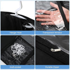 Geelin 14 Pcs Garment Bags for Dance Costumes PVC Clear with Zippers 20 x 40 Inch Garment Bag with Pockets Dance Costume Organizer Carrier for Storage Cover for Adult(Black)