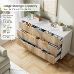GarveeHome Dresser for Bedroom, Modern Chest of Drawers with Large Drawer, 6 Drawer Dresser with Gold Handles, Wood Storage Cabinet Organizer for Living Room, Hallway, Entryway, Natural