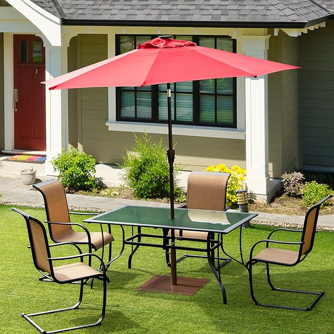 Tangkula 50LBS Patio Umbrella Base, Portable Outdoor Umbrella Base Stand, 24 Inches Square Umbrella Base Holder with 2 Tightening Knobs & 2 Wheels, Suitable for Backyard, Deck, Poolside, Patio (Brown)