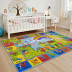 STARUIA ABC Rugs for Kids Playroom, Non-Slip Colorful Educational Kids Rug for Learning Alphabet Animals Numbers Months Shapes, Washable ABC Carpet Play Rug for Nursery Kid Room Decor (36"X59")