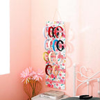 Tudomro Hanging Headband Holder for Girls Felt Hair Accessories Organizer with 60 Elastic Bands Bow Hanger for Girls Hair Bows Without Headbands(Floral,Pink, Green)