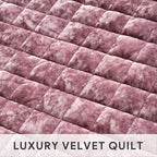 RECYCO Luxury Velvet Quilt Set King Size, Lightweight Velvet Comforter Set, Oversized Bedspread Coverlet Quilted Bedding Set, with 2 Matching Pillow Shams, for All Season, Dusty Mauve Pink