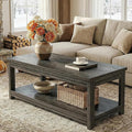 Homieasy Coffee Table with Storage Shelf, 43.3” Farmhouse Wood Coffee Tables for Living Room, Modern Center Tea Table, Grey