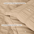 MUXHOMO 7 Pieces Queen Comforter Set, Seersucker Bed in a Bag Queen Size, All Season Luxury Bedding Set with Comforter, Flat Sheet, Fitted Sheet, Pillowcases & Shams, Khaki