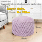 Asuprui Pouf Ottoman Unstuffed Floor Pouf Ottoman Foot Rest 20x20x12 Inches Round Poof Seat Floor Bean Bag Chair Foldable Floor Chair Storage for Living Room Bedroom Purple Pouf Cover