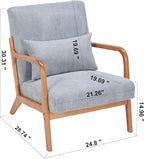 KEIKI Mid-Century Modern Upholstered Accent Chair, Solid Wood Lounge Chair for Living Room