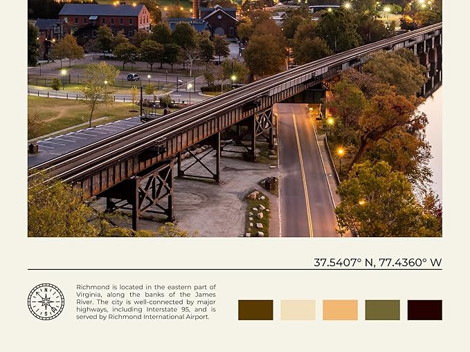 StudioUBILA Richmond Wall Art Poster, Decorative Cityscape Landscape Art Prints, Home Decor Wall Art Print for Bedroom Living Room Kitchen Decorations, Unframed