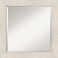 Amanti Art White Wall Mirror 25x25 Hardwood White Wash Square Bathroom Mirror for Wall Decor Living Room, Medium Country Rustic Wood Frame, Hangs Horizonally and Vertically, Bathroom Decor, Beveled
