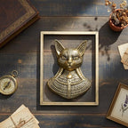 JJALIGHTS Animal Heads Wall Decor Bastet Resin Sculptures Bast the Cat-headed Goddess Wall Hanging Decoration Imitation Copper vintage Goddess of Cats Wall Sculpture for Living Room Bedroom Office