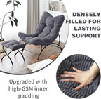 Welnow Modern Accent Chair with Ottoman, Upholstered Comfy Lounge Recliner Sofa, Thick Cushion Oversized Lazy Reading Chair with Footrest for Living Room, Bedroom, Apartment, Office, Dorm, Dark Grey