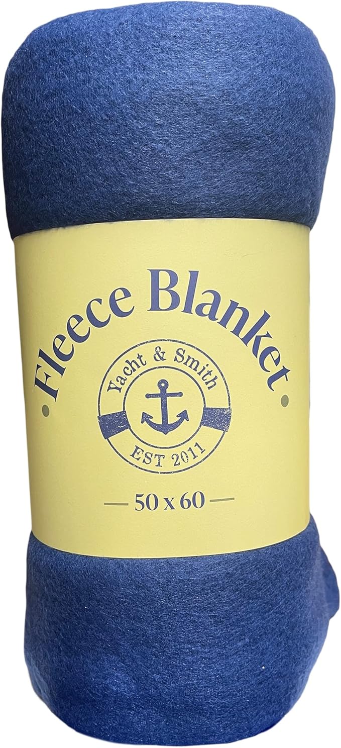 Yacht & Smith 12 Pack of Soft Fleece Blankets 50 X 60, Lightweight, Cozy Warm Throws Dark Colorful Blanket Sofa Travel Outdoor, Wholesale