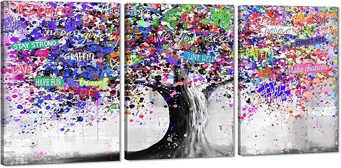 Novatique Banksy Street Wall Art Colorful Street Graffiti Wall Decor for Bedroom Graffiti Canvas Wall Art Prints Modern Artist Aesthetics Canvas Painting Artwork Ready to Hang,20" x 28" x 3pcs