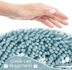 Yimobra Toilet Rugs U Shaped Washable, Extra Thick Soft Absorbent Chenille Contour Bathroom Rugs for Toilet 24x20 Inch, Quick Dry Non Slip Toilet Mat for Bath Floor, Greyish Blue