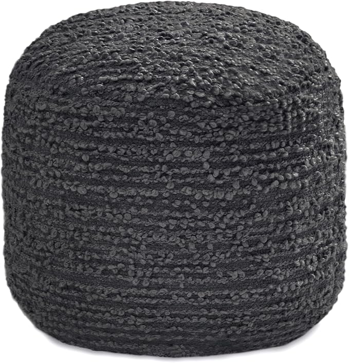 Anji Mountain Artisan Crafted Cotton Blend Pouf Ottoman | Versatile Floor Seating & Footstool for Living Room | Modern Boho Home Décor Accent | Filled Pouffe
