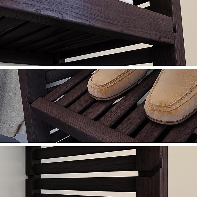 John Louis Home Solid Wood Walk-In Closet Organizer - 100% Real Wood Cut-to-Fit System with Adjustable Shelves, Metal Garment Bars & Ventilated Design for Custom Storage (Espresso)