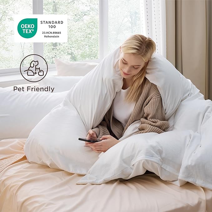 Bedsure White Duvet Cover King Size - 3 Pieces Prewashed Cotton-Like Polyester Extra Soft Bedding Set, Includes 1 Duvet Cover 104x90 Inches with Zipper Closure & 2 Pillow Shams, Comforter Not Included