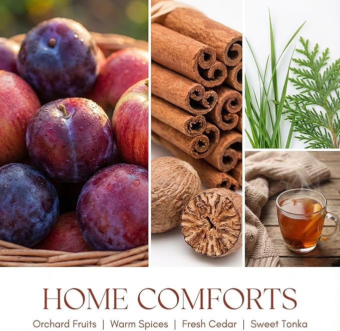 HomeLights Home Comforts Scented Candles | 18oz Soy Candles Rustic Modern 4-Wick Large Candle Jars | Ideal Candle Gifts for Events, Home Decor Stress, Relief & Relaxation