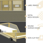 DALTACK Desk Organizers Metal Magazine File Holder with 5 Vertical Compartments Folder Storage Binder Organizer for Office Home School Organization, Gold Plus