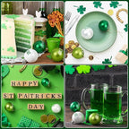 JULMELON 24 Pcs St. Patrick's Day Ornaments, 1.6 inches Shatterproof Shamrock Balls with Irish Blessings, Green White Plastic Tree Decorations for St. Patrick's Day Party, Festival