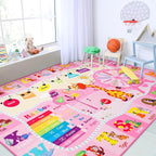 Chicrug Educational Kid Area Rug for Playroom, 9x12 Feet TPR Non Slip Kids Classroom Carpet Rug for Learning ABC Animal Shape Color Fruit, Washable Play Mat Rug for Children Nursery Toddler Room Decor
