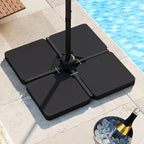 Tangkula 4 Piece 220 Lbs Umbrella Base, Offset Umbrella Weights with 4 Square HDPE Plate & 4 Connection Metal Hooks, Handle, Water & Sand Fillable Cantilever Umbrella Stand for Patio, Garden, Pool