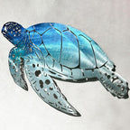 LiveInUrban Coastal Wall Art Sea Turtle Metal Wall Sculptures, Ocean Beach Themed Metal Hanging Home Decoration 15.6"x11.8"