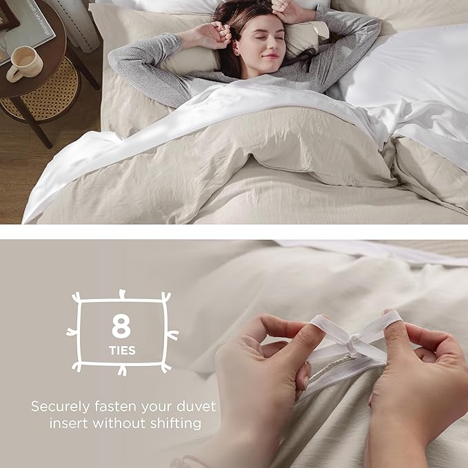 Bedsure Duvet Cover King Size Only - Prewashed Cotton-Like Polyester Extra Soft All Season Bedding, Includes 1 Duvet Cover 104x90 Inches with Zipper Closure, Linen, Comforter Not Included