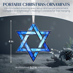 FLAGWIX Christmas Hanukkah Gifts for Women Men - Acrylic Christmas Ornament for Tree Decorations - Hamsa Hand Ornaments Decor, Star of David Tree Topper, Spiritual Religious Gifts for Mom Grandma