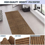 Custom Size Backed Non-Slip Area Rugs Runner, Easy Clean, Waterproof Runner Rugs for Hallway Entryway, Kitchen, Laundry, 2FT x 6FT, Brown Stripe