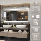72x36 Inch Led Mirror for Bathroom with Front Light and Backlit, Bathroom Mirror with Led Lights, Vanity Mirror with Lights for Wall, Anti-Fog, Dimmable, Memory Function, Tempered Glass