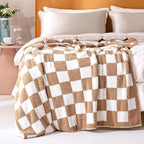 Panku Checkered Blanket, Ultra Soft Checkered Throw Blanket, Warm Fluffy Checkerboard Blanket for Couch and Sofa (50x60 Inches, Camel)