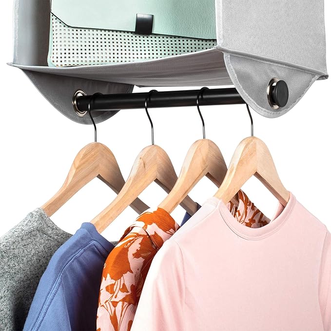 HOLDN’ STORAGE - 3 Shelf Hanging Closet Organizer with Metal Rod - Bamboo Inserted, Holds up to 24 pounds - 24” W x 12” D x 29.5”H - Perfect for College Dorms & RV Hanging Organizer
