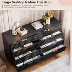 GarveeHome 8 Drawer Dresser for Bedroom, Fluted 55 in Wide Modern Chest of Drawers with Deep Drawers, Wooden Dresser Organizer for Living Room, Hallway, Kids Room, Black