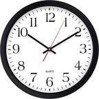 Bernhard Products Black Wall Clock 2 Pack, Silent Non Ticking - 16 Inch Extra Large Quality Quartz Battery Operated Round Easy to Read Home/Office/Business/Kitchen/Classroom/School Clocks