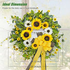 Sunflower Wreaths for Front Door, Soomeir Artificial Spring Summer Wreath with Burlap Bow, Door Wreath for Outside All Season Indoor Outdoor Home Wall Wedding Farmhouse Holiday
