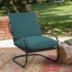 Peace nest Modern Accent Chair Comfy Living Room Suspended Chair Bedroom Armchair with Mental Frame Comfortable Upholstered Cushion for Balcony Lounge Reading Meeting Room Blue