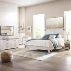 Signature Design by Ashley Shawburn Rustic 5 Drawer Chest of Smooth-Gliding Drawers and Safety Stop, White & Gray