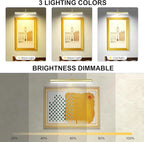 Set of 2 Picture Lights on Wall Rechargeable and Remote, Full Metal Painting Light with 3 Lighting Colors Brightness Dimmable and Timer Auto-OFF, Above Artwork Dartbord Display Gallery Portrait