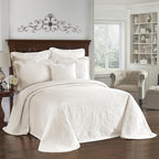 King Charles Modern Farmhouse Floral Matelasse Bedspread, 100% Cotton Breathable Bedding, Full/Queen, Ivory