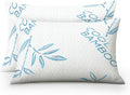 OMEO 2 Pack Bamboo Pillow Queen Size for Sleeping, Hypoallergenic Cooling Shredded Memory Foam Bed Pillows for Side, Back and Stomach Sleepers, Adjustable Loft and Washable Cover 20" x 30"