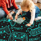Gaming Rug for Boys Room - Games Theme Fluorescent Green Rug Gaming Room Decor Gamer Area Rugs for Bedroom Teen Boy Video Game Carpet for Kids Room & Bedroom Anti-Slip Mat 35.4x59 in