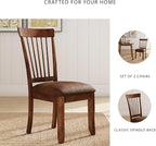 Signature Design by Ashley Berringer | Spindle Back 18" Dining Chairs (Set of 2) – Rustic Light Brown with Upholstered Cushioned Seat