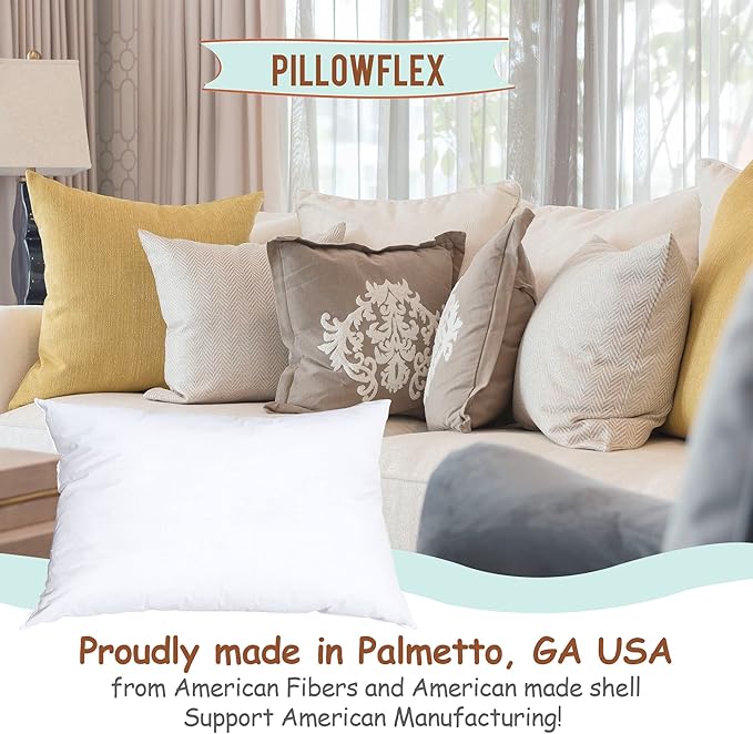 Pillowflex Synthetic Down Pillow Insert - 22x32 Down Alternative Pillow, Ultra Soft Oversized Queen Bed Sleeping Pillow, Large Rectangle Sham - 1 Decorative Pillow Form