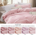 Bedsure Pink Duvet Cover Full Size - 3 Pieces Prewashed Extra Soft Cotton-Like Polyester Bedding Set, Includes 1 Duvet Cover 80x90 Inches with Zipper Closure & 2 Pillow Shams, Comforter Not Included