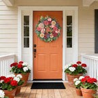 24-Inch Spring Wreath for Front Door with Hydrangeas Dahlias Daisy Silk Flowers and Berry Greenery for All Seasons Indoor Outdoor Wedding Farmhouse Porch Wall Living Room Home Wedding Decor